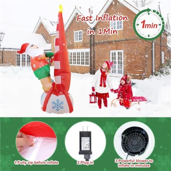 Christmas Decor 7FT Inflatable Santa Claus with LED Lights Sailing Surfing Santa - Picture 6 of 6